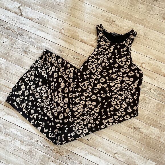 Express Sleeveless Sheath Dress Black Cream Animal Print Knee Length Size XS - Picture 1 of 9